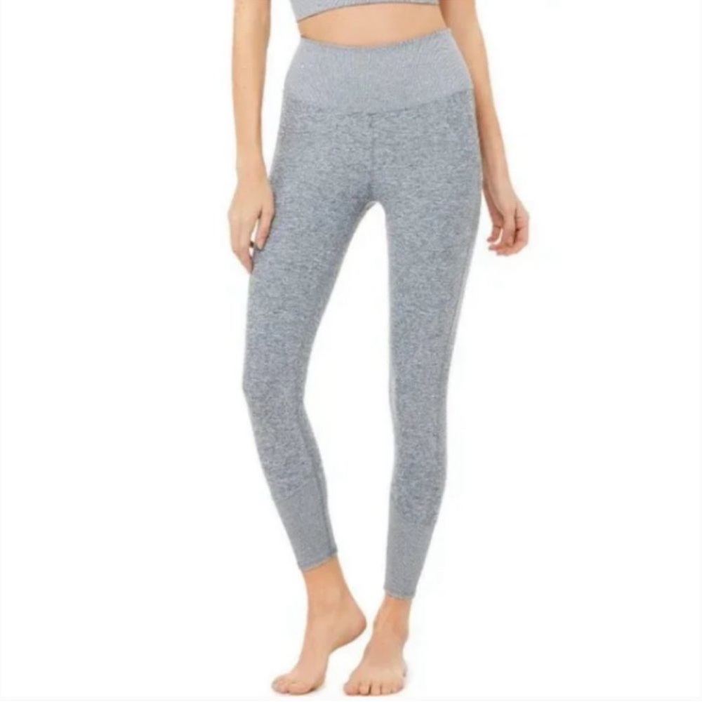 ALO YOGA Alosoft Lounge High-Waisted Leggings | heather blue | Size S